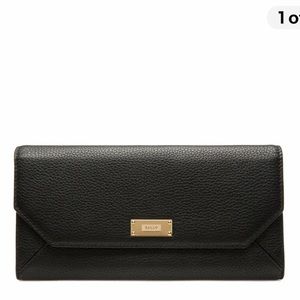 Bally Linney Suzy Black Leather Wallet with Gold Hardware in EUC